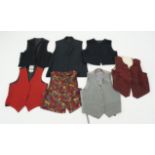 Five assorted men's period waistcoats (darker colours). Ex Pavilion Opera.