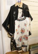 A silk embroidered kimono, a Chinese embroidered jacket and a Japanese embroidered jacket