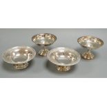 Two pairs of silver pedestal bonbon dishes, including James Dixon & Sons, Sheffield, 1898,