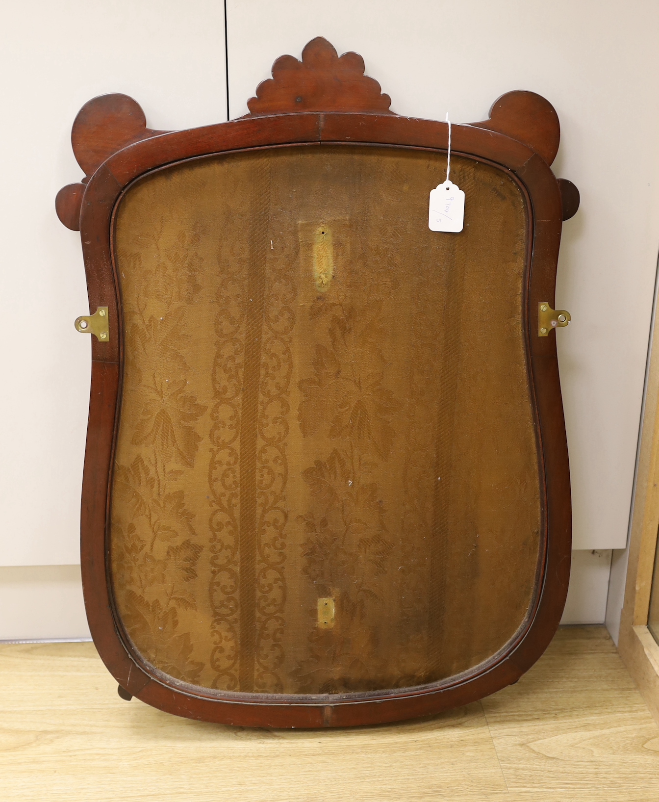 A Victorian petite point embroidered panel, in shield shaped mahogany frame (ex pole screen), 80cm - Image 2 of 2