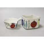 A Rorstrand ‘Picknick’ pot and a similar square dish, designed by Marianne Westman,