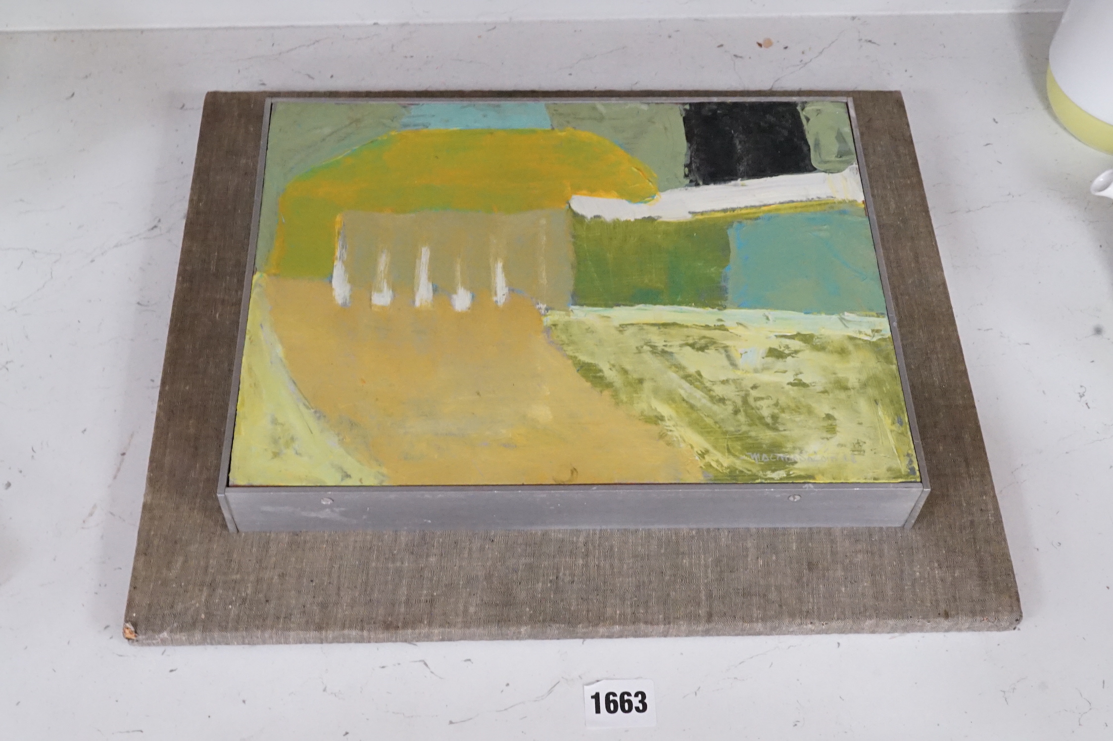 Padraig MacMiadhachain RWA (Irish, 1929-2017), oil on board, 'Canary Landscape I', signed and - Image 3 of 3