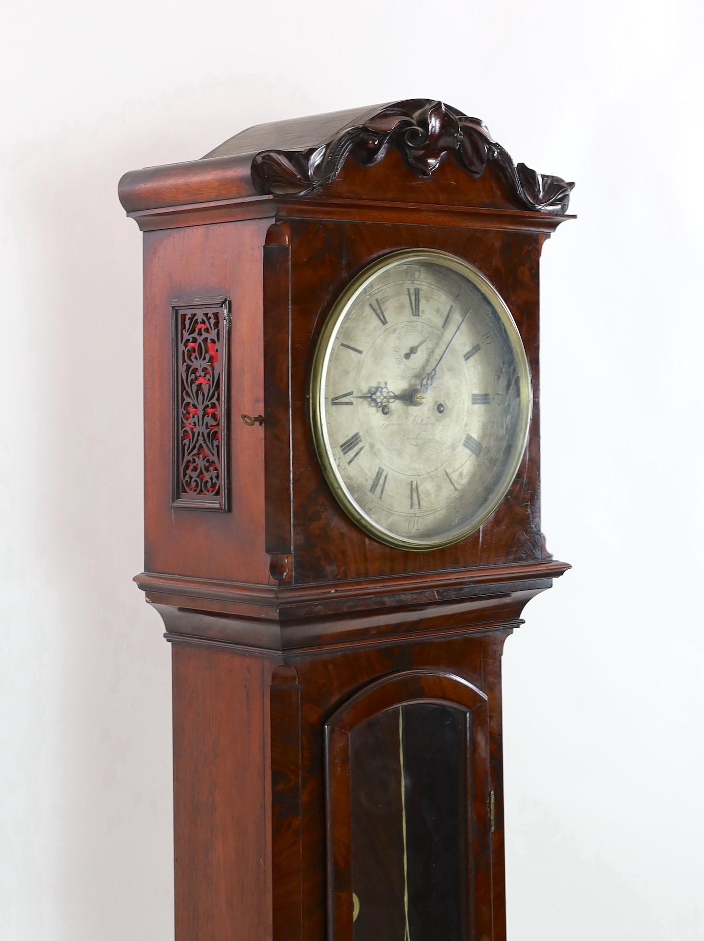 James Edwards of London. An early Victorian flame mahogany cased regulator, with silvered dial, - Image 4 of 6