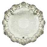 An Edwardian silver salver, by Barker Brothers, engraved inscription relating to the Stourbridge