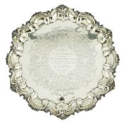 An Edwardian silver salver, by Barker Brothers, engraved inscription relating to the Stourbridge