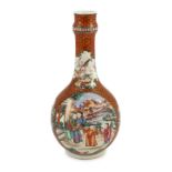 A Chinese famille rose 'Mandarin' water bottle (guglet), Qianlong period, each side painted with
