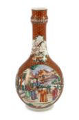 A Chinese famille rose 'Mandarin' water bottle (guglet), Qianlong period, each side painted with