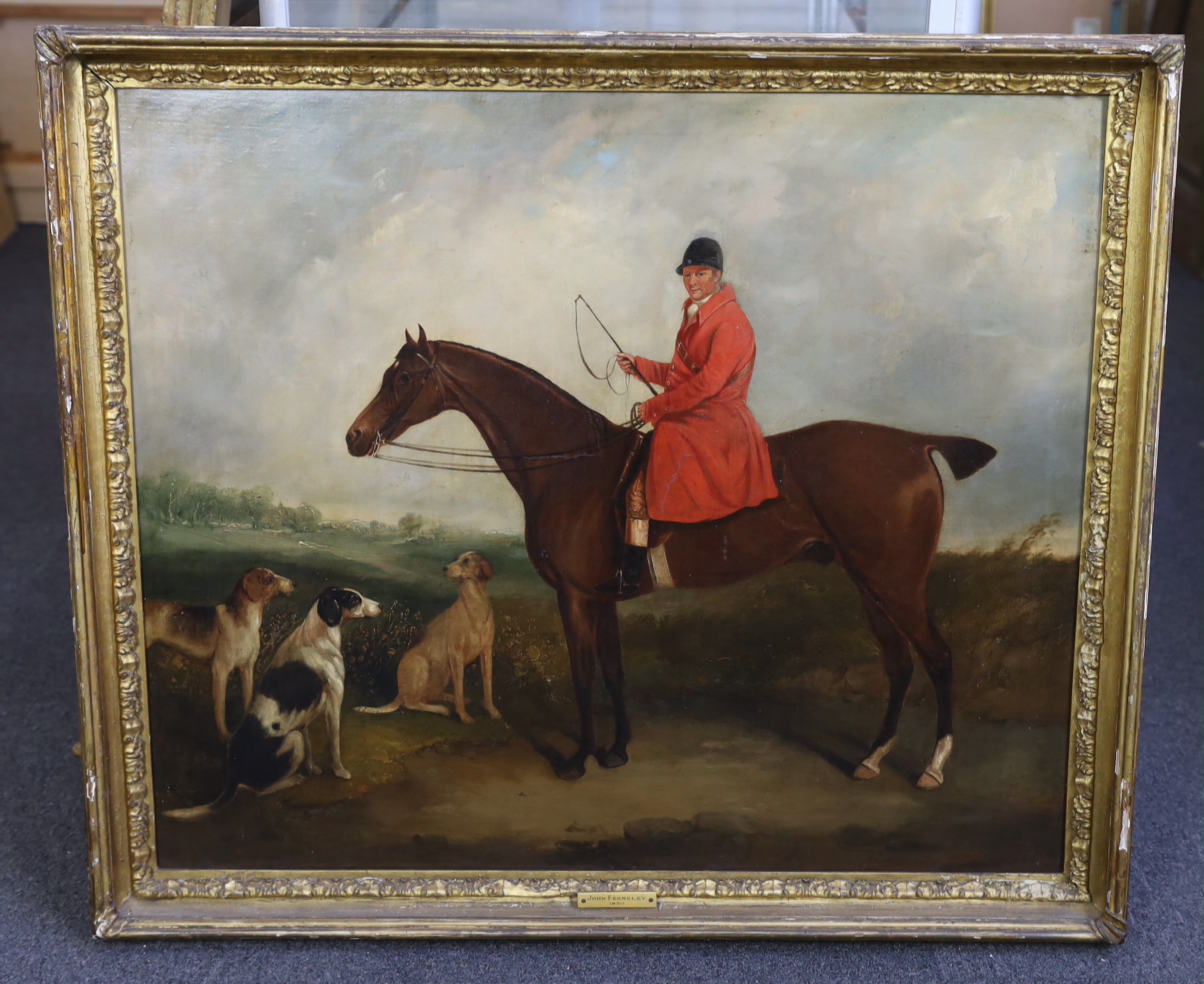 Circle of John Ferneley Snr (1762-1860) A huntsman and hounds in a landscapeoil on canvas69 x - Bild 2 aus 3