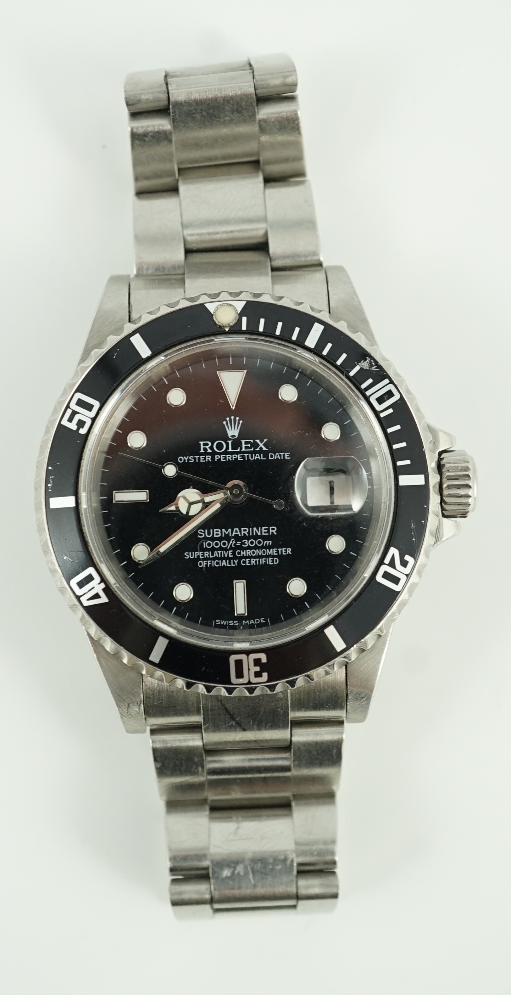 A gentleman's mid 1980's stainless steel Rolex Submariner Oyster Perpetual Date wrist watch, on a - Image 3 of 4