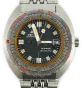 A gentleman's 1970's stainless steel Doxa Sharkhunter Sub 300T Synchron Automatic wrist watch, on