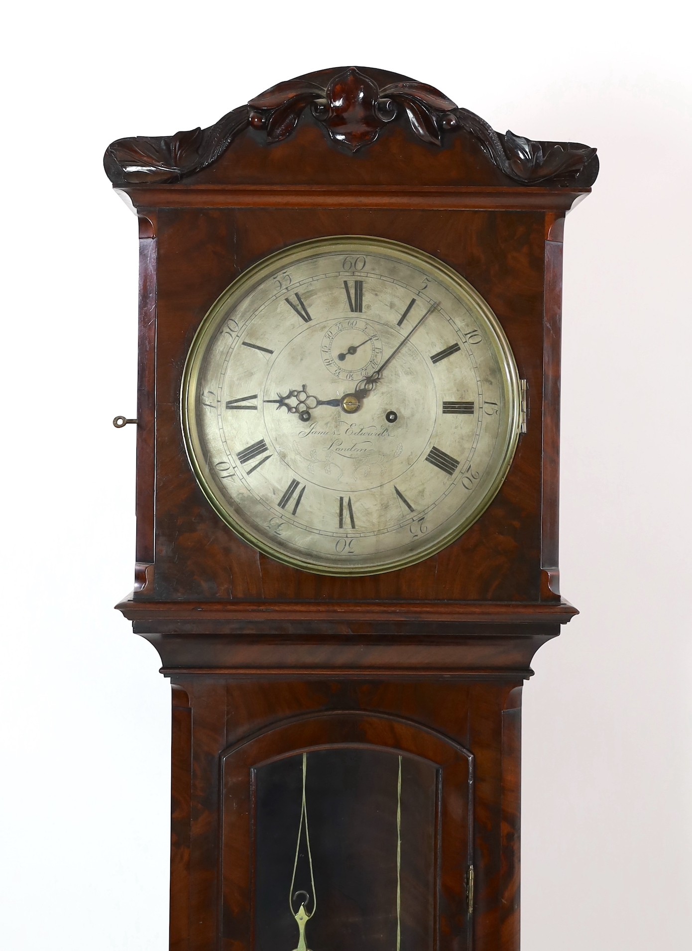 James Edwards of London. An early Victorian flame mahogany cased regulator, with silvered dial, - Image 2 of 6