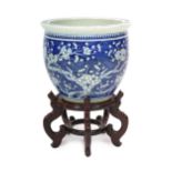 A Chinese blue and white ‘plum blossom’ jardiniere, 19th century, painted with plum blossom on