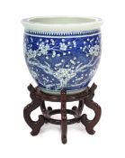 A Chinese blue and white ‘plum blossom’ jardiniere, 19th century, painted with plum blossom on