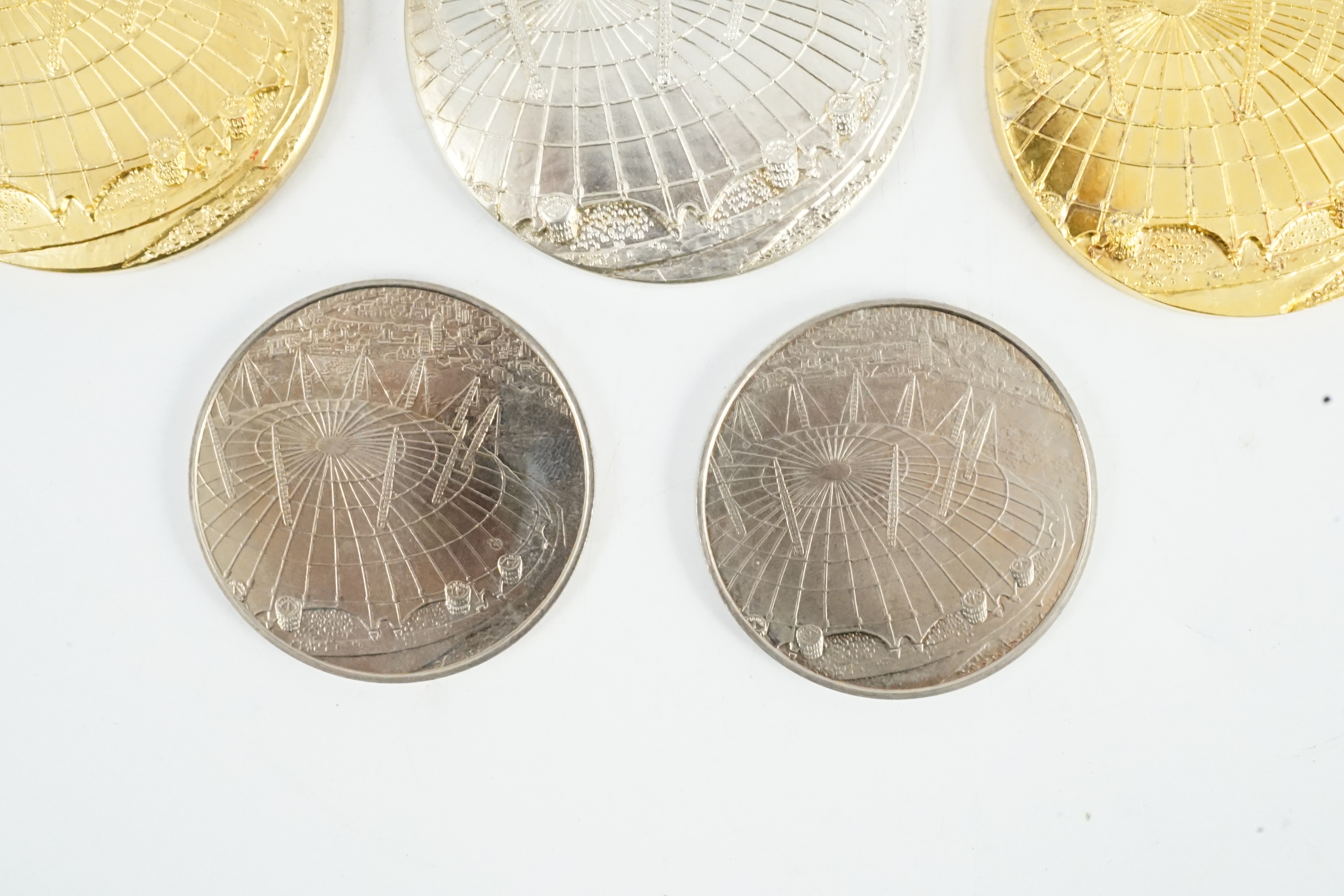 Jacqueline Stieger (b.1936) for Royal Mint, two prototype silver-gilt (Millennium) Dome medals, - Image 5 of 6