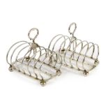 A pair of late Victorian silver seven bar toast racks by John Samuel Hunt (Hunt & Roskell late Storr