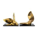 Jack Zajac (American, b.1929). A pair of bronze abstract sculptures, on ebonised plinths, one signed