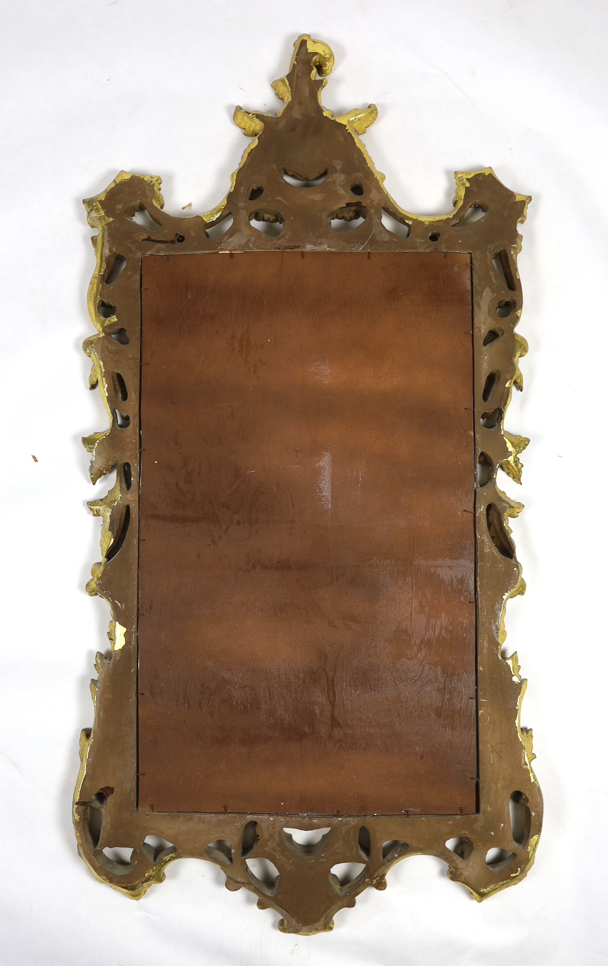 A 19th century Chippendale style carved giltwood wall mirror, with foliate scroll frame and - Image 4 of 4
