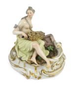 A Meissen figure of Erato playing a hurdy-gurdy, Marcolini period, late 18th/early 19th century,