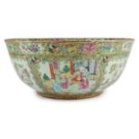 A large Chinese Canton (Guangzhou) decorated famille rose bowl, c.1830-50, typically painted to