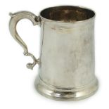 A George II provincial silver mug, by John Langlands, with s-scroll handle, Newcastle, 1747,