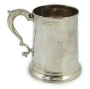 A George II provincial silver mug, by John Langlands, with s-scroll handle, Newcastle, 1747,