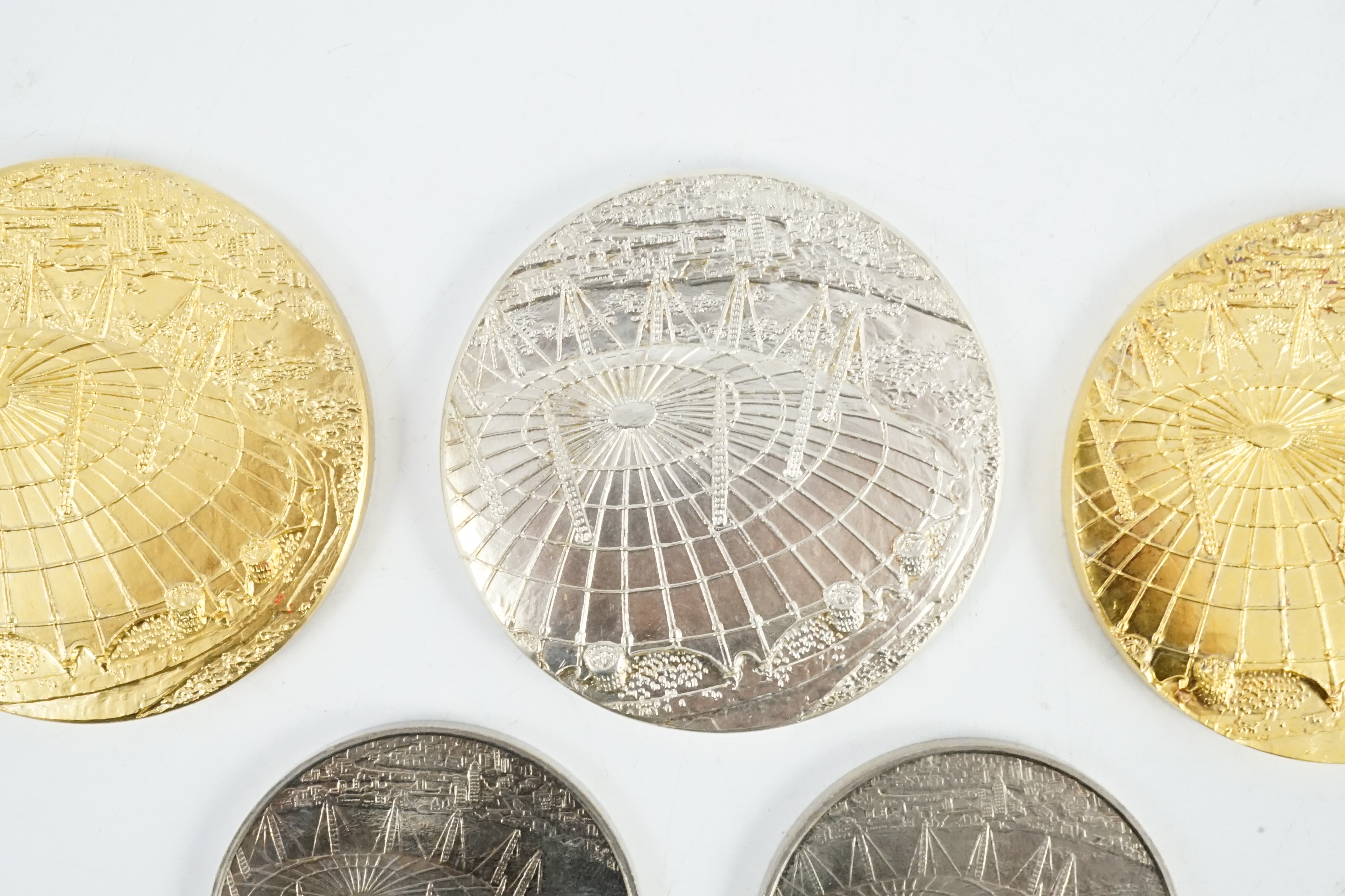Jacqueline Stieger (b.1936) for Royal Mint, two prototype silver-gilt (Millennium) Dome medals, - Image 2 of 6
