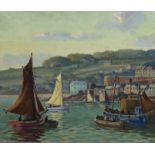 § § Bernard Ninnes (English, 1899-1971) Fishing boats in a Cornish harbouroil on canvassigned50 x
