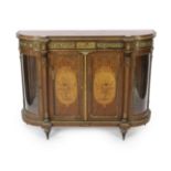 A late 19th century French Louis XVI style inlaid mahogany and ormolu mounted credenza, of