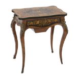 A 19th century French rosewood and marquetry poudreuse, the ormolu mounted serpentine rectangular