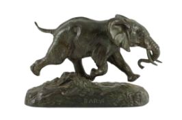 Antoine-Louis Barye (1795-1875). An animalier bronze model 'Elephant du Senegal', signed in the