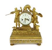 Viger à Paris. A Louis XVI ormolu mantel clock, surmounted with the figures of a King holding a