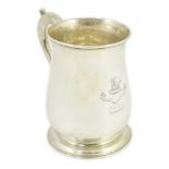 A George II silver baluster mug, by Edward Aldridge I, with later engraved armorial and date,