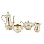 A cased Victorian silver four piece tea and coffee service by Daniel & Charles Houle, of baluster