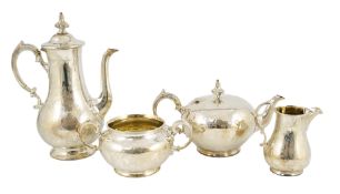 A cased Victorian silver four piece tea and coffee service by Daniel & Charles Houle, of baluster