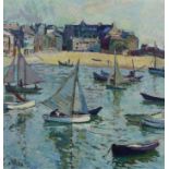 § § John Anthony Park (English, 1880-1962) Sailing boats in harbouroil on boardsigned37.5 x 37.