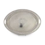 An Edwardian silver oval tray tea tray, by Barker Brothers, with fluted border, inset handles and