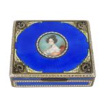 A 19th century Austro-Hungarian silver gilt and polychrome enamel rectangular trinket box, the