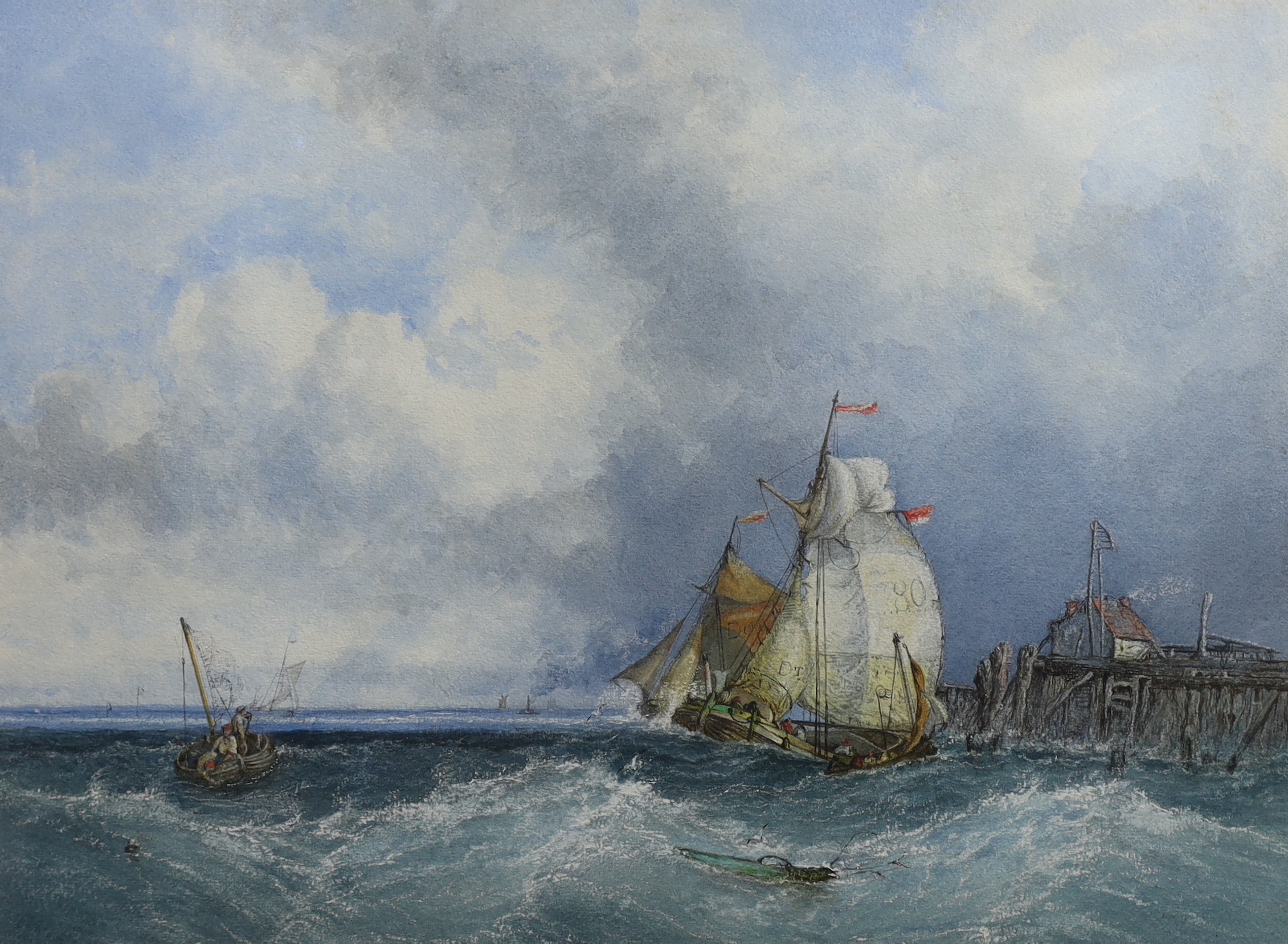 James Webb (English, 1825-1895) 'Off Dunkerque'watercolour35 x 47cm, housed in a later frame but