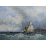 James Webb (English, 1825-1895) 'Off Dunkerque'watercolour35 x 47cm, housed in a later frame but