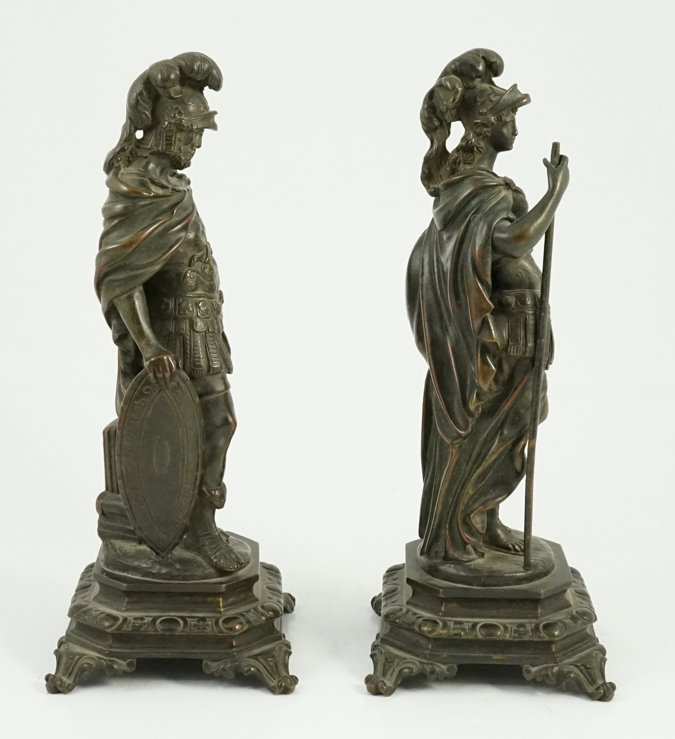 After Auguste Moreau (French, 1834-1917). A pair of 19th century bronze figures representing - Image 4 of 4