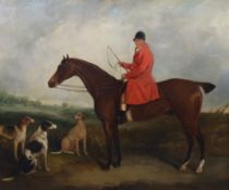 Circle of John Ferneley Snr (1762-1860) A huntsman and hounds in a landscapeoil on canvas69 x