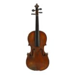 A 19th century French single back violin, the single piece back, sides and back with medium curl and