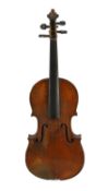 A 19th century French single back violin, the single piece back, sides and back with medium curl and