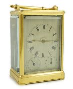 Scherer à Paris. A French hour repeating carriage clock, c.1840's, the silvered dial with subsidiary