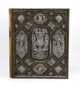 A Victorian silver, parcel gilt and ebony mounted velvet illuminated album, presented to the Right