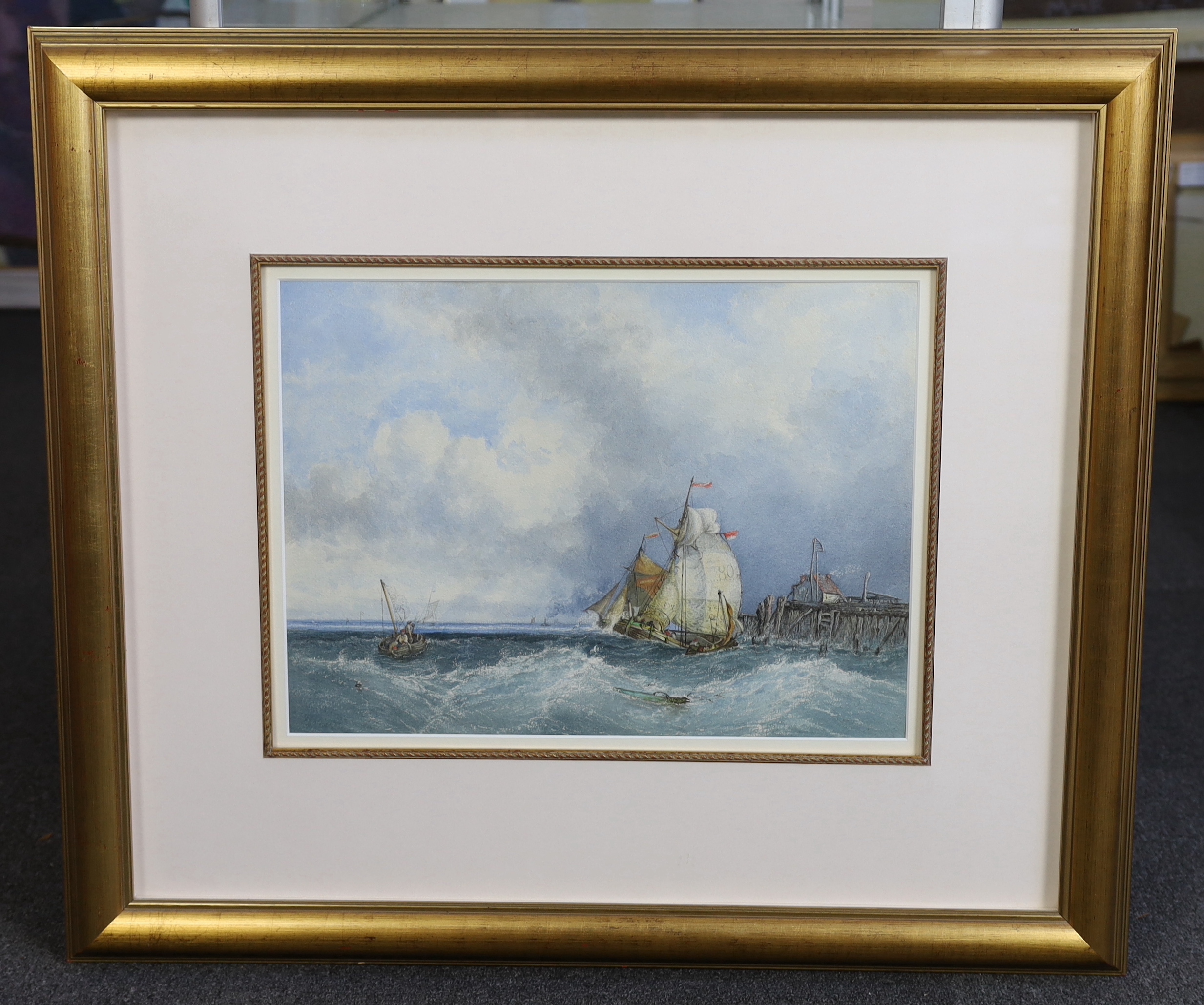 James Webb (English, 1825-1895) 'Off Dunkerque'watercolour35 x 47cm, housed in a later frame but - Bild 2 aus 3