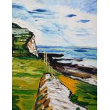 § § John Bratby R.A. (English, 1928-1992) 'The Cliffs at Birling Gap'oil on canvasModern British Art