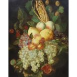 Attributed to Jan Pauwel Gillemans (Dutch, 1618-c.1680) Still life of sweetcorn, gooseberries,