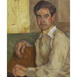 Modern British Half length portrait of a young manoil on canvas60 x 50cm***CONDITION REPORT***Oil on