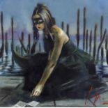 Fabian Perez (Argentinian, b.1967) 'Venice'watercolour on papersigned34 x 34cm***CONDITION